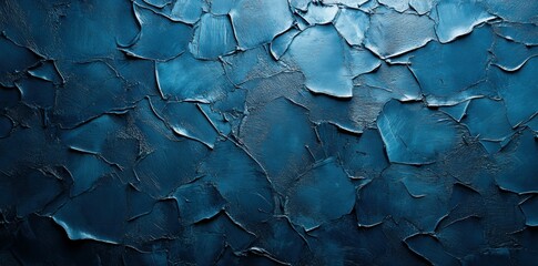 Poster - A textured blue surface resembling cracked paint or stone.