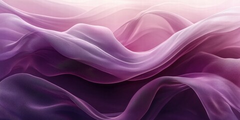 Poster - An abstract composition of flowing fabric-like waves in shades of purple and pink.