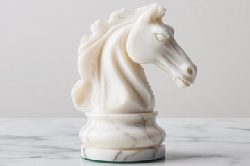 Poster - A hyper-realistic close-up of an ivory chess piece, with every carved detail reflecting the soft glow of ambient light