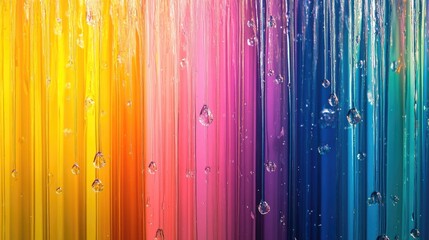 Wall Mural - colorful abstract waterfall effect with droplets and vibrant dichroic background