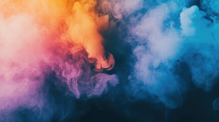 Wall Mural - colorful abstract smoke swirling against dark background creating a dynamic artistic effect