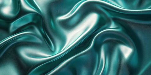 Aufkleber - A close-up of smooth, teal-colored satin fabric showcasing its luxurious texture.