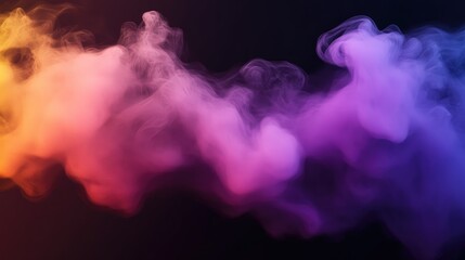 Wall Mural - vibrant abstract smoke swirl in gradient hues of purple, orange, and pink on a dark transparent back
