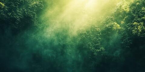 Poster - A misty forest scene with soft light filtering through trees, creating a serene atmosphere.