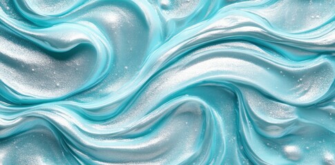 Aufkleber - A shimmering, textured aqua surface resembling creamy waves or abstract art.