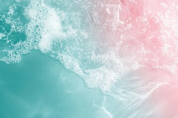 Poster - A serene view of ocean waves blending soft colors of blue and pink.