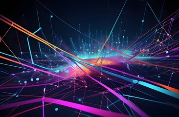 Wall Mural - Abstract lights background. Science and technology background. Banner, poster
