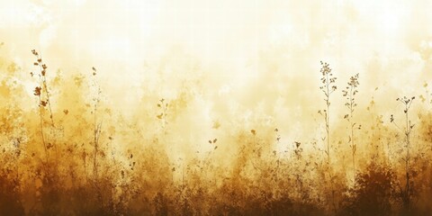 Poster - A soft, abstract landscape featuring delicate plants against a warm, gradient background.