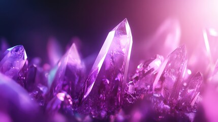 Wall Mural - vibrant abstract background of shimmering purple crystal clusters with depth and light reflections