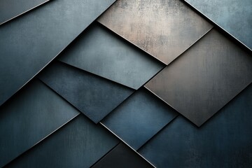 Poster - A textured abstract background featuring overlapping metallic panels in dark tones.
