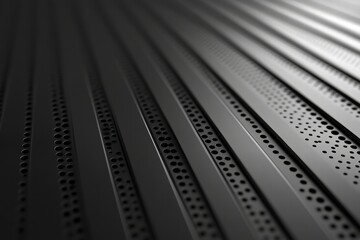 Aufkleber - Close-up of sleek, perforated metal panels arranged in parallel lines.