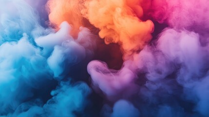 Wall Mural - colorful abstract smoke swirls on dark background creating ethereal visual effects