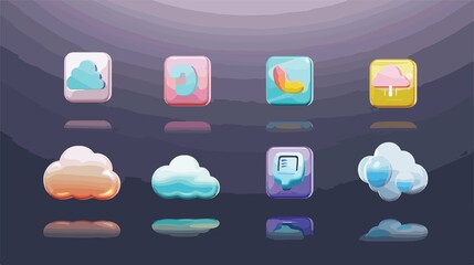 Professional Cloud App Icons in Cartoon Vector Style for Design Illustrations