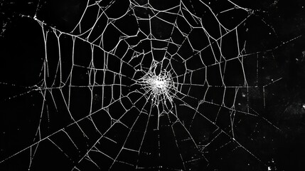 Intricate spider web design against a dark background showcasing natural beauty and delicate craftsmanship of arachnid architecture.