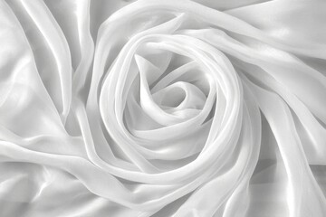 Poster - A stylish wedding background adorned with beige ruffle bridal dresses. Features gentle waves of silk fabric in the decor illustration