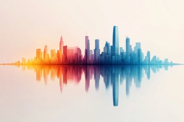 Poster - A clean design of Tel Aviv skyline in pastel tones, symbolizing modernity and growth