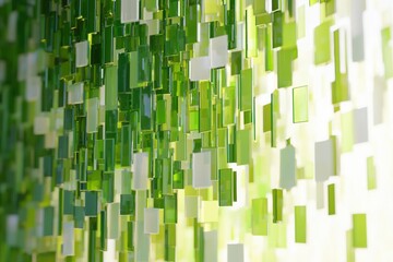 Poster - Abstract Green and White Geometric Shapes Hanging Decoration Background