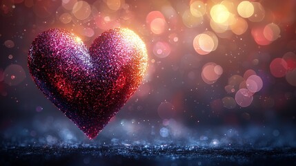 Poster - with a bokeh abstract background, a mini heart element shines through