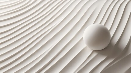 Wall Mural - Minimalist 3D Abstract Background Featuring Textured Waves and Sphere Ideal for Artistic Design and Promotional Material