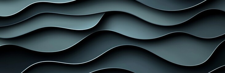 Poster - A banner that moves horizontally, showcasing steel blue, very dark blue, and cadet blue hues. The design features dynamic curved lines and fluid, flowing waves and curves
