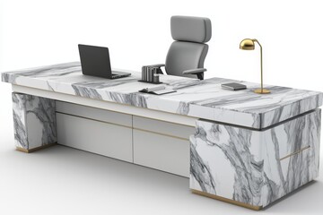 Poster - An office featuring a laptop, lamp, and notebooks. It includes a white working study cabinet, perfect for an outsourcing freelancer, blogger, or boss
