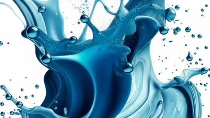 Poster - 3d abstract Vibrant and dynamic visual of blue paint splash against a transparent background, perfect for adding creativity to projects