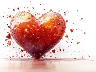 Poster - Red heart with a glossy finish, isolated on a white background with a clipping path. Object