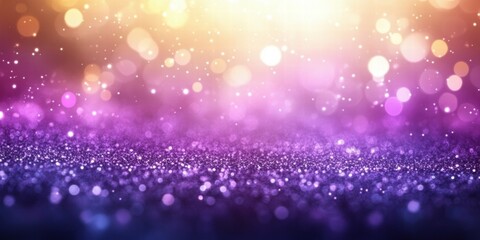 Poster - A vibrant, shimmering background with bokeh effects in purple and gold hues.