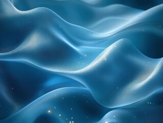 Poster - Abstract blue waves with a soft, flowing texture and sparkling highlights.