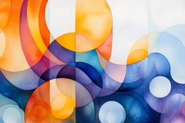 Poster - A soft watercolor painting of a futuristic IT landscape with glowing servers and data streams blending into vibrant hues