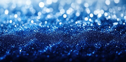 Poster - A shimmering blue glitter background with a bokeh effect, evoking a sense of elegance.