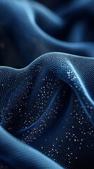 Poster - A close-up of shimmering blue fabric with a textured surface.