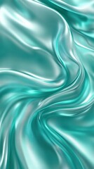 Poster - A smooth, flowing texture of turquoise satin fabric, evoking elegance and softness.