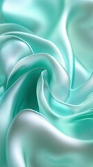 Poster - A close-up of flowing, silky fabric in a soothing turquoise hue.