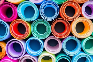 Poster - A dynamic and spatial-themed graphic wallpaper with abstract vibrant color curves, using orange, yellow, and green, and showcasing the细腻 detail of bending plastic sheets