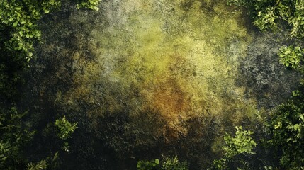 Aufkleber - Aerial view of a textured natural landscape with greenery and earthy tones.