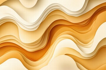 Poster - Abstract design featuring flowing waves in warm orange and cream tones.