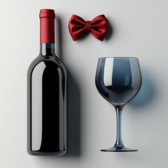 Poster - wine love icon for valentine's day in 3d render style