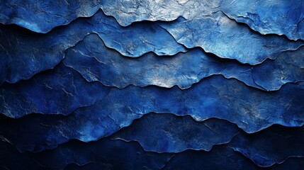 Poster - Textured blue layers resembling ocean waves or abstract art.