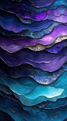Poster - Abstract layered design with rich purple and blue tones, suggesting depth and movement.