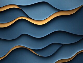 Poster - A textured design featuring layered waves in blue and gold tones.
