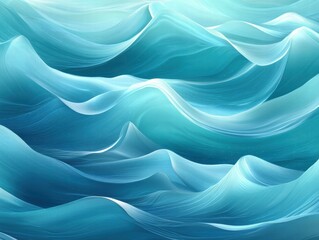 Poster - Abstract representation of flowing ocean waves in shades of blue and turquoise.