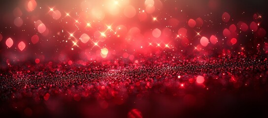 Poster - The magenta hue takes center stage in 2023, interspersed with pink red hearts, against a sparkling glitter bokeh panoramic background banner, making for a valentines day abstract defocused texture