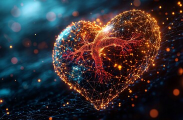 Poster - abstract representation of a shattered heart, valentine and love setting. post-producted digital art