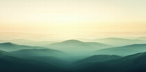 Poster - A serene landscape of rolling hills shrouded in mist, evoking tranquility and depth.