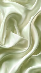 Poster - A close-up of soft, flowing satin fabric in a light green hue, showcasing its texture and drape.