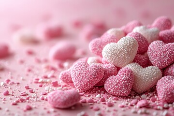Poster - a smooth pastel pink valentine background adorned with hearts, created using generative ai