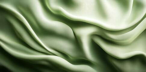 Poster - A close-up of flowing green satin fabric, showcasing its smooth texture and elegant drapes.