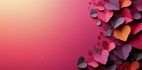 Poster - red and pink valentine's day background with hearts, created by generative ai