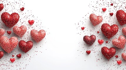 Poster - valentine background with love sparkle, pink, red, and white frame, and transparent background